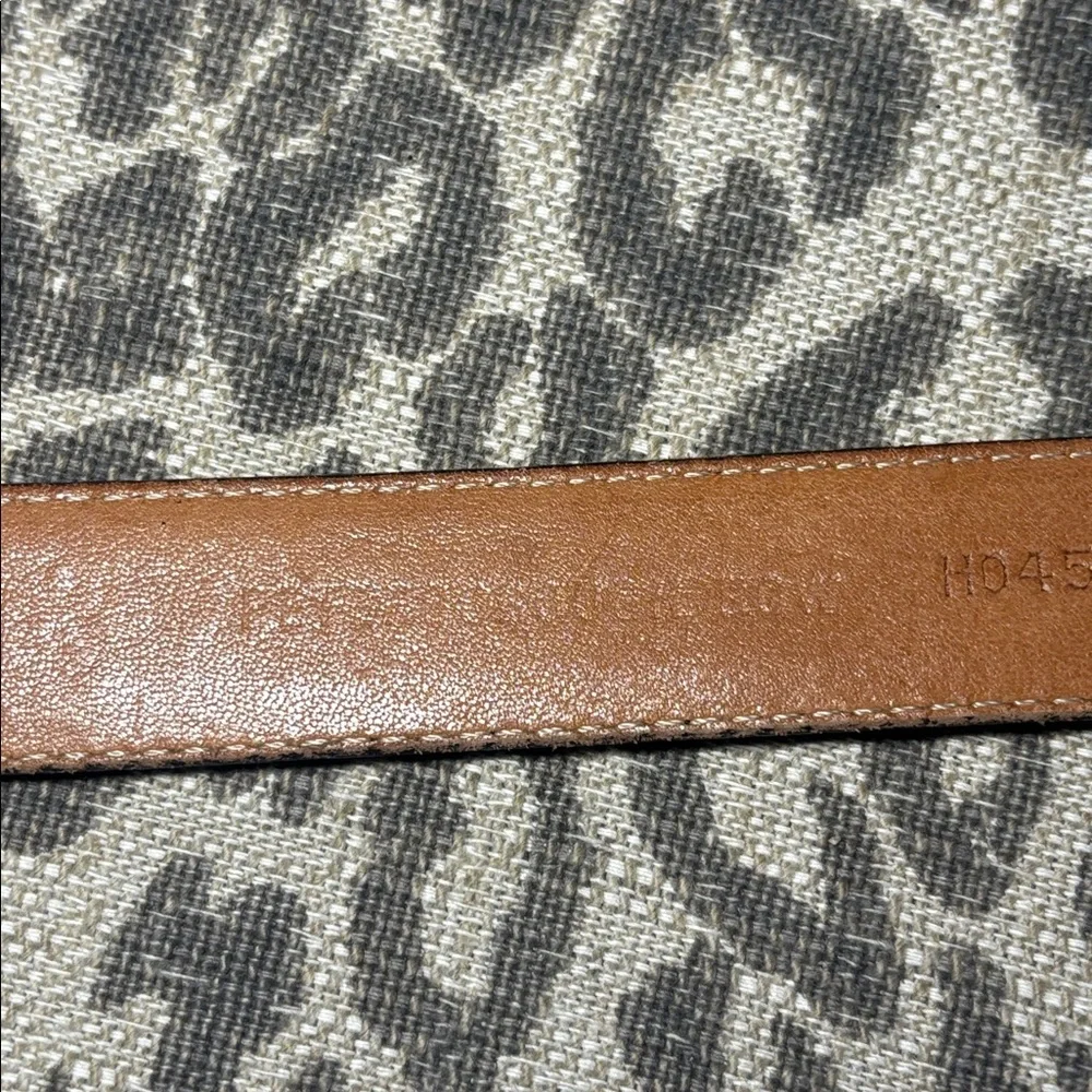 Vintage peterborough Row Black Leather Belt Gold Buckle alligator embossed 36